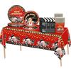 COSORO 69 Pezzi Set Stoviglie Film di Hollywood,Piatti Tazze Asciugamani di Carta Tovaglia Plastica Stoviglie Usa e Getta,Biodegradabili Set Piatti Usa e Getta Decorazione Desktop per Feste Film