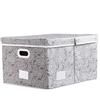 Prandom Scatole portaoggetti con coperchi pieghevoli grandi [confezione da 1] Organizer a cubo portaoggetti decorativo in tessuto, grigio 58 x 40 x 30 cm