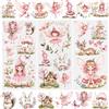 WANDIC 3 Fogli Adesivi trasferibili da strofinare, Motivo Fata Elfo Rosa, Impermeabili, Decorazioni per mobili, diari Spazzatura per Fai da Te, Scrapbooking, 15 x 30 cm
