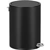 SONGMICS Pattumiera da bagno con coperchio, pattumiera per WC, 3 l, pattumiera piccola, chiusura ammortizzata, secchio interno in plastica rimovibile, per camera da letto, ufficio, acciaio, inchiostro