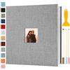 Semfalbuums Album Fotografico Autoadesivo 33x32 CM in Lino Album Portafoto Personalizzabile Scrapbook Photo Album Fotolibro Ricordi Nascita Matrimonio Travel Journal Guest Book, 120 Pagine Grigio