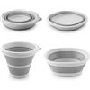 XhjzgcTech Secchio pieghevole da 5 l, di medie dimensioni, pieghevole, pieghevole, da 5 litri, per lavabo, portatile, pieghevole, pieghevole, per campeggio, casa, colore grigio