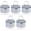 JRSHIRLEYLTD 5 pezzi anelli da dessert rotondi, coppapasta tondi 8 cm, coppa pasta tondo, riutilizzabili, in acciaio inox, argento, per torte, dessert, riso, purè di patate, panini