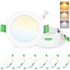 GeyouLux Faretti LED da Incasso per Cartongesso, 8W IP44 Dimmerabile 10-100% Faretti LED Soffitto, 2700K/4000K/6500K Dimensioni del foro 75-90 mm Faretto LED Interno Set di 6 Bianco