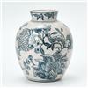 PORCER Vaso Vintage Blu e Bianco | 16 cm Ceramica Chinoiserie Floreale | Vaso in Porcellana Blu e Bianco Retrò con Effetto Ghiaccio Screpolato per Tavolo, Soggiorno, Bagno, Matrimonio, Decorazione