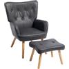 HollyHOME Poltrona con Poggiapiedi Salotto Camera da Letto Poltrona da Lettura Relax Sedia da Soggiorno, Grigio Scuro Pelle PU