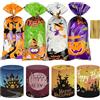 PacuM 58 Pezzi Decorazioni Halloween Tavola Include 8 Lanterne e 50 Sacchetti Halloween Caramelle Design a Fantasia Castello Spettrale Pipistrello Portacandele Zucca Decorazione per Feste