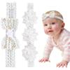XETHI 2 Fasce per Capelli per Neonati con Fiori in Pizzo | Fasce Estensibili Fascia Capelli Neonata | Battesimo Bimba con Perle e Pizzo | Regalo per Neonata per Feste Battesimo Accessori Fotografici