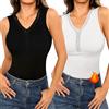 Crewhpo Canotta Termica Donna Cotone Canottiera Termica Intima in Pile Smanicato Maglia Elasticizzato Intimo Termico Senza Maniche Inverno Termica Canottiere Scollo a V S-XXL