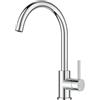FORIOUS Rubinetto Lavello Cucina, Rubinetto Miscelatore, Acciaio Inossidabile Girevole a 360°, Rubinetto Cucina Monocomando Caldo e Freddo, Cromo Lucido, Altezza del Beccuccio 238 mm, Scanalata
