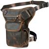Handadsume Tela Resistente All'acqua + Vera Pelle Moto Equitazione Travel Coscia Borsa per Gambe Marsupio in Vita Per Gli Uomini Donne 913-5 (100% Vera Pelle-X3106 Marrone)