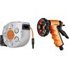 Claber 8696 Rotoroll Evolution 20 M & 87239 Bl. Pistola Ergo Garden 9391, Nero/Arancione/Grigio, 150X75X150 Cm
