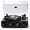 1 BY ONE Giradischi Vinili Tutto in Uno con Altoparlanti Incorporati, Preamplificatore Phono, Testina Magnetica AT-3600L, Uscita RCA, Trasmissione a Cinghia 2 Velocità, Finitura Laccato Piano Grigio