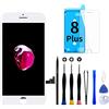GOLDWANGWANG Display per iPhone 8 Plus Schermo, 5,5 Pollici LCD Sostituzione Touch Screen Vetro Schermo Kit Completo Parti di Ricambio con Strumenti di Riparazione (Bianco)