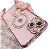 Sitthyw Custodia glitterata per iPhone 14 Plus [compatibile con Mag-Safe], custodia trasparente per cellulare con strass scintillanti, custodia protettiva magnetica morbida in TPU antiurto rosa
