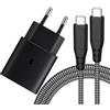 KenSera Caricatore Rapido da 25W per Samsung, Caricatore USB C con Cavo di Ricarica in Nylon da 2M di Tipo C per Samsung Galaxy S25/S24/S23/S22/S21/S20 Ultra/Z Flip 6/Z Fold 6/S10/S9/S8/A54/A14/A13/Note20