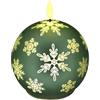 Flair Flower Candela a sfera a LED in vetro con motivo a fiocchi di neve e timer, 10 cm, candela a LED elettrica, luce bianca calda, decorazione natalizia, San Valentino, inodore, antigoccia, senza fiamma