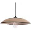 LUSSIOL - Lampada Saya, lampada a sospensione in tessuto e iuta, paralume diam. 50 cm, natura e verde, cavo nero, attacco E27