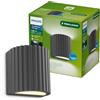PHILIPS Applique da esterno Philips Zyra, 800 lm, 2700 K, PowerShield, IP44 resistente alle intemperie, durevole, alluminio, design moderno, LED integrato, grigio antracite
