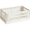 HAY Trasportino Colour Crate S in polipropilene riciclato di colore bianco off