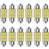 CGEAMDY 12PCS Lampada LED Siluro Ultra Luminose, 12V Lampada a Siluro a Luminoso Eccellente, Super Luminosi Bianca Lampadine, Per Auto Cupola Mappa Tronco Luce Di Interne Luci di Lettura (36mm)