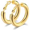 Bestyle Orecchini Cerchio Donna Oro 30mm in Acciaio Inossidabile Orecchini Cerchio Oro Piccolo 30mm Orecchino Leggero e Scintillante Confezione Regalo