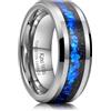 King Will Anello nuziale da uomo in carburo di tungsteno 6 mm/8 mm nero/argento/oro con inserti in foglia blu, rossa, oro, viola e arancione, bordo smussato, V 1/2(64.64mm), Carburo di tungsteno, Non