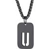 Richsteel Collana con Ciondolo a Forma di Lettera A-Z 26 Personalizzabile con Lettera dell'Alfabeto con Catena di Grano Resziabile Placcato Oro/Nero e Acciaio Inossidabile Gioielli Unisex