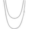 PROSTEEL Collana catena scatola piatta 60 cm larghezza 4 mm argento acciaio inossidabile sottile hip hop punk regalo Natale