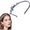 SSyang Fasce per Capelli Bling Strass Fascia per Capelli di Cristallo Blu Navy Gemma Vintage Sottile Cerchietto per Capelli Partito Prom Accessori 15 * 12cm per Capelli per Donne e Ragazze (Blu)