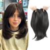 MORICHY Topper per capelli per diradamento della corona, 16,5 x 16,5 cm, base grande per coprire grigi o perdita di capelli, extension sintetiche con frangia con clip per uso quotidiano (nero marrone)