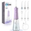 WAFLOO Idropulsore Dentale con 5 Modalità e 6 Beccucci - Design Portatile e Ricaricabile, Serbatoio da 300ml, Pulizia Profonda per Denti e Gengive, Impermeabile IPX7（viola）