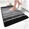 SHACOS Tappetino per Bagno Antiscivolo 60 x 90 cm, Tappeto Morbido e Lavabile, Tappeti Microfibra Assorbente, Nero