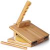 WGFOIP Pressa per Tortilla, pressa manuale in legno con perno metallico e mattarello, include 50 fogli di carta da forno per tortillas sottili, Pressa per Tortilla