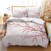 CXYXHW Set di Biancheria da Letto con Motivo Fiori di Ciliegio 3 Pezzi, Copripiumino Giapponese in Microfibra, Cerniera con 2 Federe