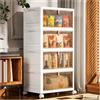 PurKeep Scatole Plastica con Coperchio - 28L*4 Contenitore con Coperchio, Scatole Portaoggetti con Porte e Ruote, Pieghevole Cassettiera in Plastica, bianco, 4 confezioni