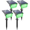 NATPOW Faretti Solari a LED da Esterno, 4 pezzi Verde Lampade Solari da Giardino Potenti, 20 LEDs Faretto Solare, IP65 Impermeable per Giardino, Patio, Vialetto, Natale