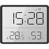 Colexy Sveglia Digitale, Piccolo Display LCD con Temperatura & Umidità, 12/24 H & ℃/℉, Magnetica, Orologio Portatile a Batterie per Casa Ufficio Scuola e Viaggio, Montabile a Parete e Tavolo (Nero)