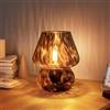 OOWOKS Lampada a Fungo Lampada da tavolo Vintage Vetro Lampada da comodino con Cavo Lampada da tavolo Dimmerabile con lampadina a 3 colori Lampada da tavolo Retrò Luce notturna a fungo Mini lampada a LED