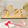 Seutgjie Biglietto Auguri Compleanno 21 Anni, Regali Uomo Donna Decorazione Compleanno con Catena Luminosa LED & Fiocco & Carta Regalo, Targa Legno Regalo Denaro Decorazione Tavolo Libri Degli Ospiti