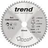 Trend Wood Mitre Saw Blade, 250mm Diametro, 30mm Foro, 60 Denti, 3mm Fenditura, Angolo di Incidenza -5°, TCT, Finitura Fine, CSB/CC25060