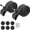 A ABSOPRO Camera d'Aria Nero 2 Pezzi per Bicicletta 24 3/8 Gomma | Assorbe Urto, Adatto Per Ruote Montagna, Strada, Pieghevoli, BMX, ATV, Include Raspa E 6 Toppe, Valvola US 8mm.