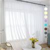 ABCHOME Tende trasparenti bianche lunghe 200 cm, 2 pannelli, con tasca per asta, in voile, semi velate, per cucina, camera da letto e soggiorno (bianco, 52 x 90 L)
