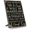 Putuo Decor Cartello da parete divertente di Dio Christian, Good Morning This is God I will be Handing All Your Problems, 20,2 x 5,8 pollici Cattolico Inspirational Table Quotes