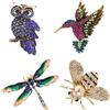 Exbrith 4 Pezzi Set di Spille Animali da Donna, Spilla Superba per Insetti, Spilla in Cristallo a Forma di Animale, per Decorazione di Vestiti, Raduno di Feste