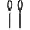 PROSTEEL Orecchini Donna Argento Nero, Acciaio Chirurgico 316L, Design Minimal Pendenti, 47 x 2 mm, Confezione Regalo