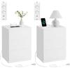 VASAGLE KAILYN Collezione - Comodino con Stazione di Ricarica, Set di 2, con 3 Cassetti, 2 Prese AC 2 Porte USB, per Soggiorno, Camera da Letto, Studio, Bianco Nuvola LET831W14