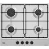 BEKO HIAG64223SXE PIANO COTTURA GAS, 4 zone di cottura, dimensioni: L 58 cm, P 51 piano in Acciaio, Inox
