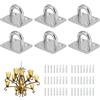 LZYDKH Piastra per occhi in acciaio inox, 6 pezzi, con occhiello in acciaio inox, con viti e tappi in gomma (4 pezzi) per tenda da sole, fissaggio a parete, a soffitto, gancio da soffitto