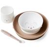 NATTOU Set Pappa Orsetto Bianco/Beige Silicone 4 Pezzi